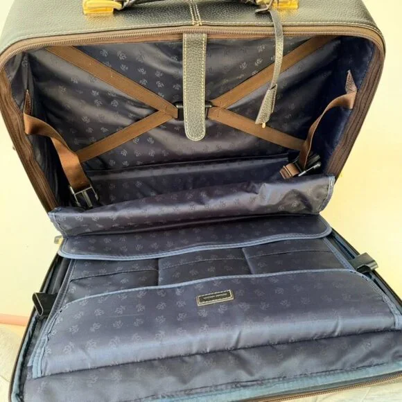 Brooks Brothers Genuine Pebbled Leather Carry-On Trolley Travel Laptop Bag – Bla - Picture 15 of 16